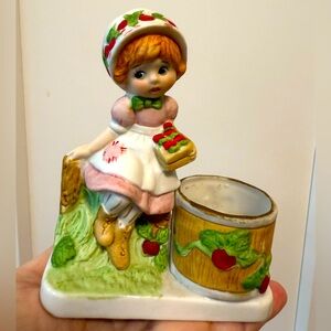 Vintage 1980 Jasco Strawberry‎ Patches Tea Light Holder Porcelain Cottagecore